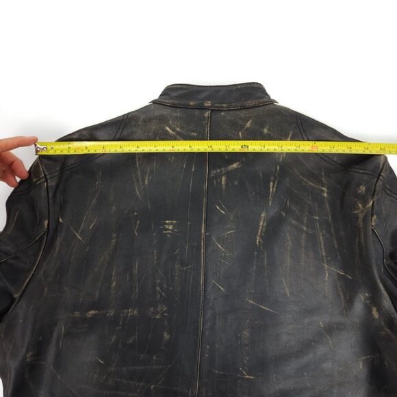 Rogue Distressed Black Leather Café Racer Jacket XL – Genuine Grain - Picture 7 of 13